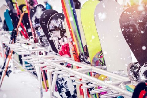 Ski and Snowboards at a Colorado Resort