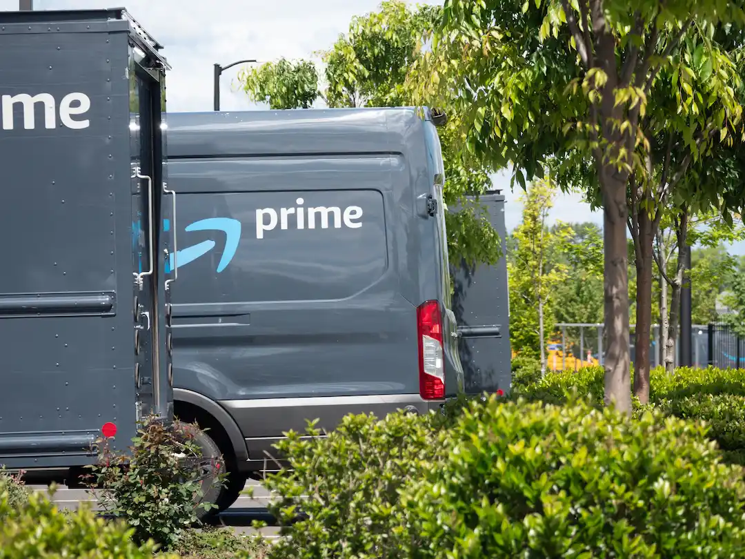 Delivery trucks being loaded